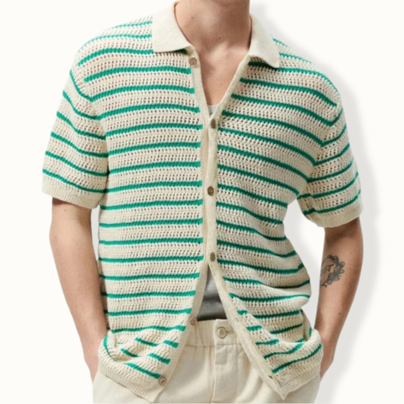 Montevideo Striped Knitted Button Up
