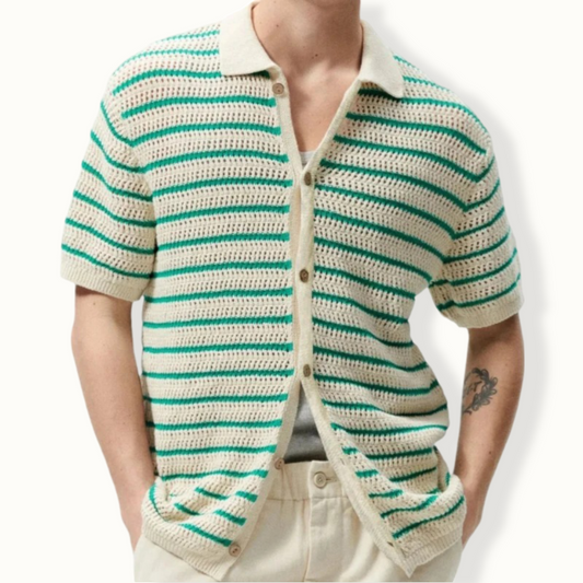 Montevideo Striped Knitted Button Up