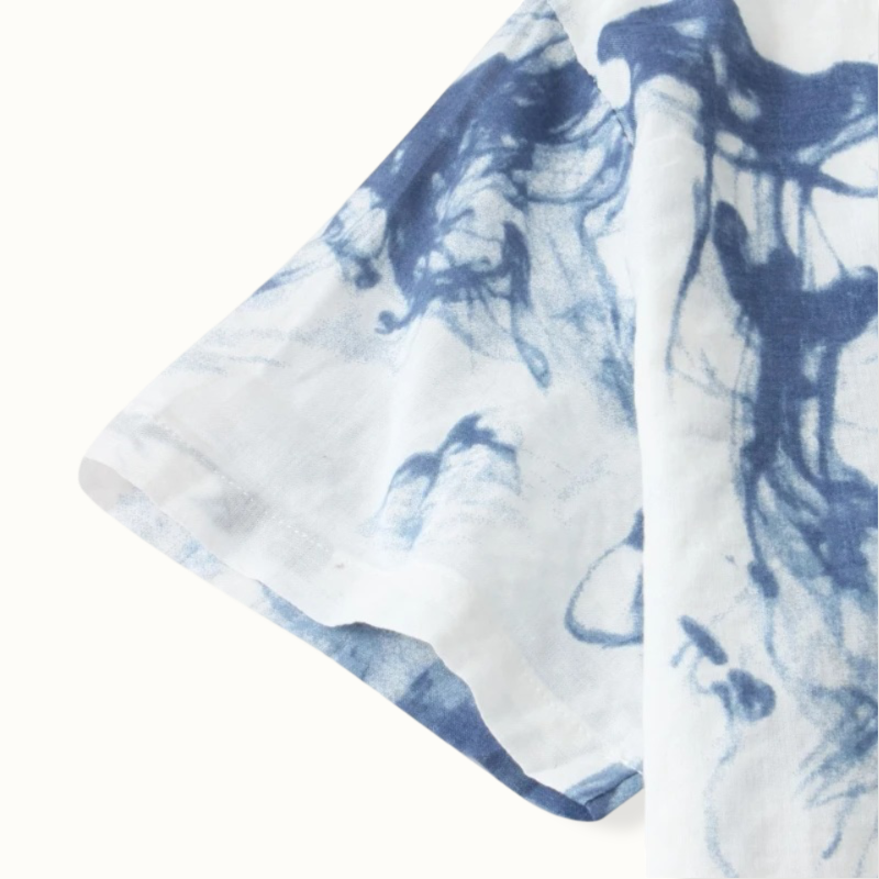 Hanoi Pattern Linen Button Up