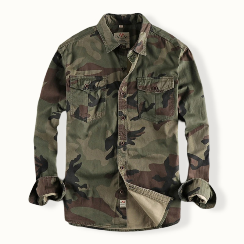Luanda Washed Camouflage Cargo Button Up
