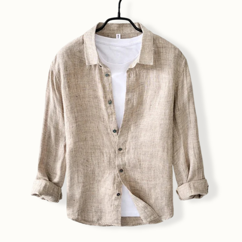 Caginec Linen Turn Down Button Up