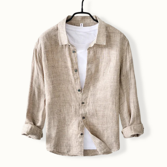 Caginec Linen Turn Down Button Up