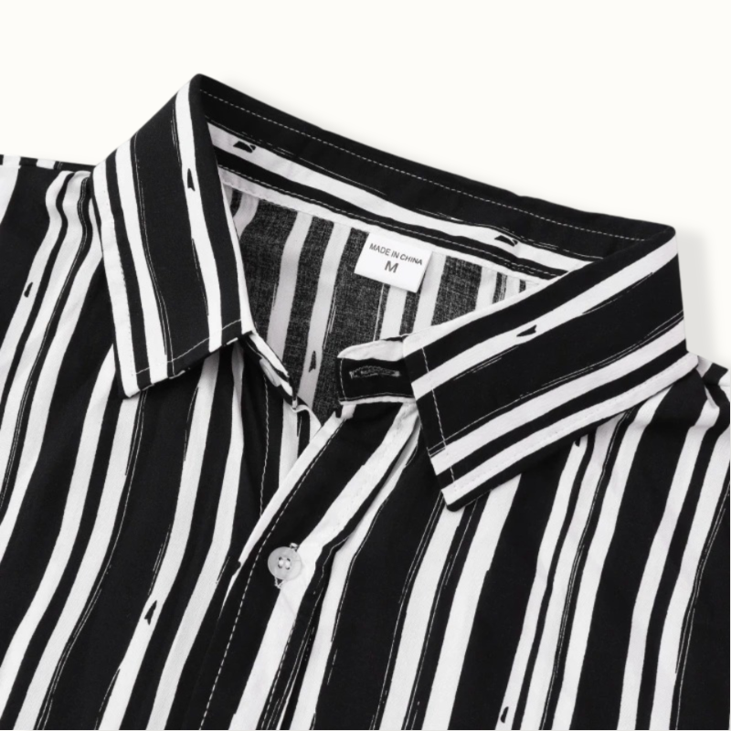 Caracas Striped Button Up with Turn Down Collar