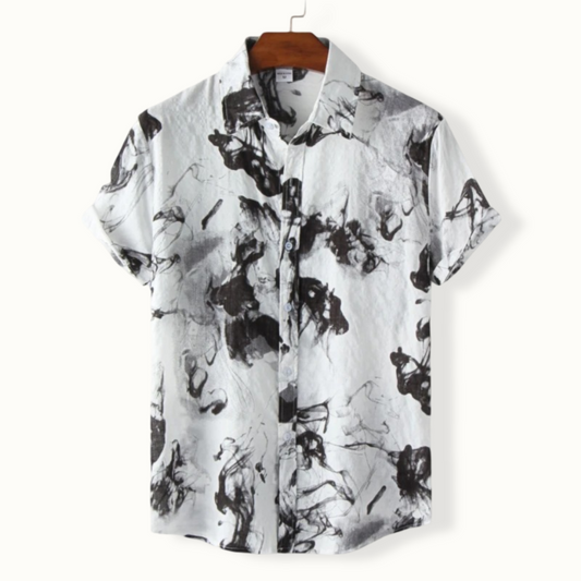 Hanoi Pattern Linen Button Up