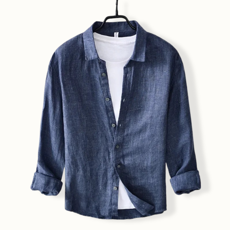 Caginec Linen Turn Down Button Up