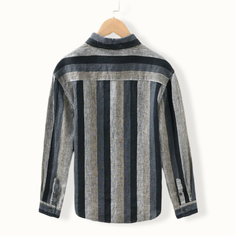 Oslo Long Sleeve Striped Linen Button Up