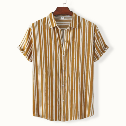 Caracas Striped Button Up with Turn Down Collar