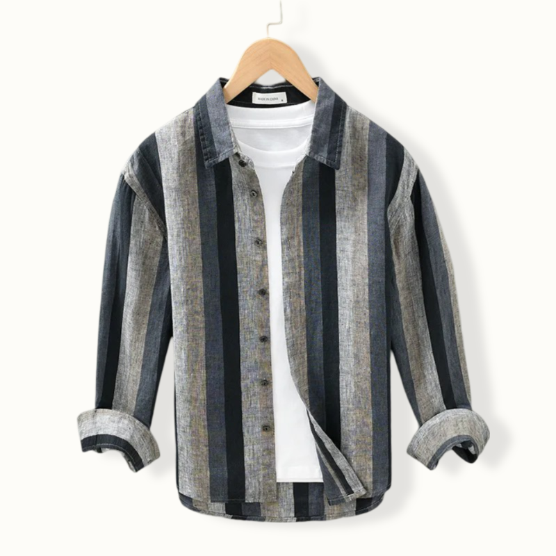 Oslo Long Sleeve Striped Linen Button Up