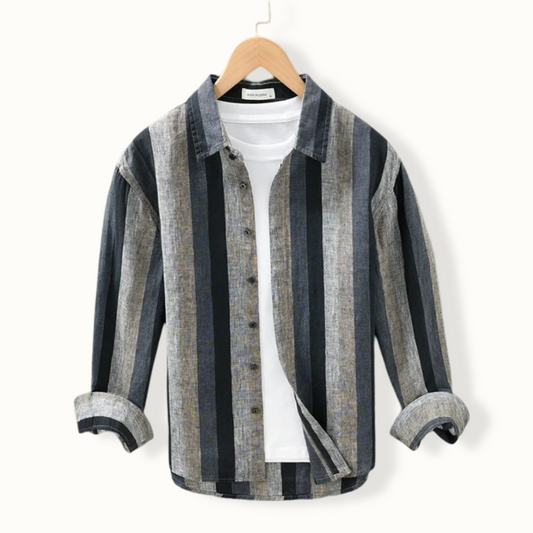 Oslo Long Sleeve Striped Linen Button Up