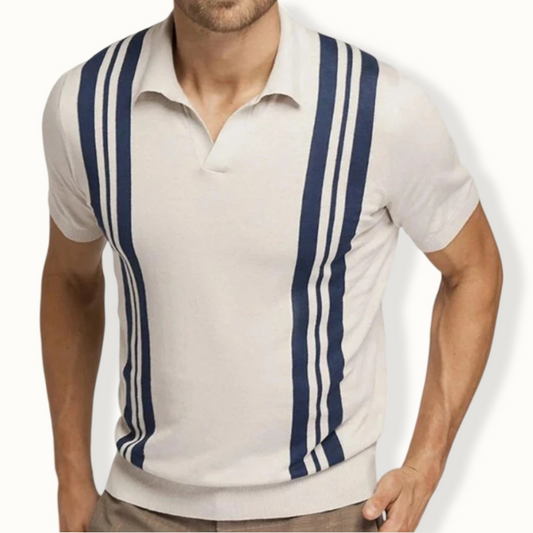 Funafuti Striped Polo with Turn-down Collar