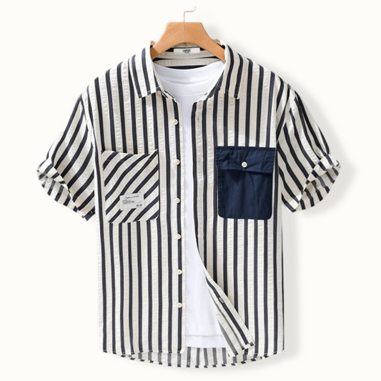 Arriach Patchwork Striped Button Up