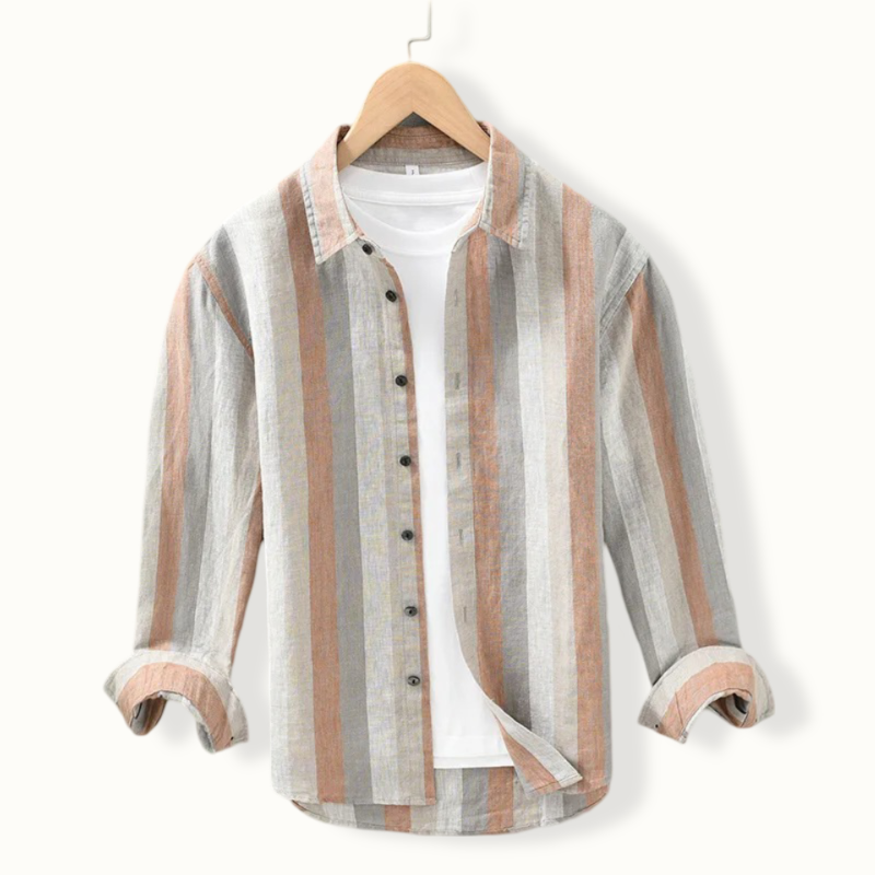 Oslo Long Sleeve Striped Linen Button Up