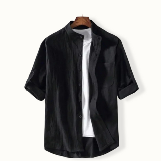 Lima Stand Collar Short Sleeve Button Up