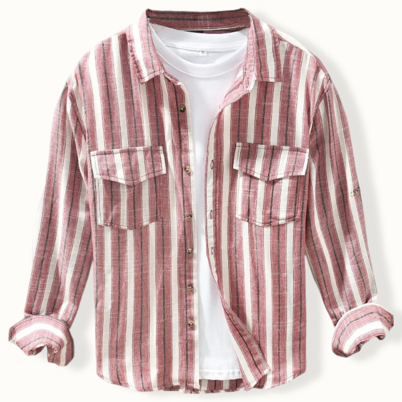Algiers Striped Linen Long Sleeve Button Up