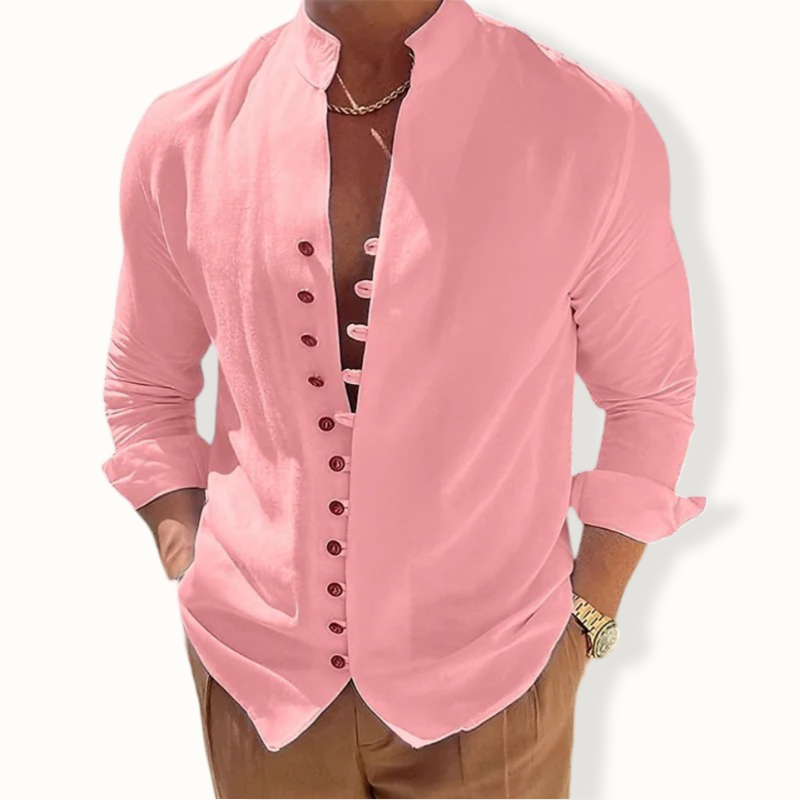 Conakry Lapel Button Solid Color Shirt