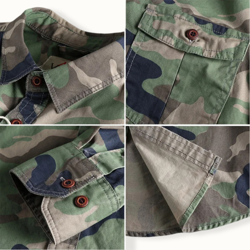 Luanda Washed Camouflage Cargo Button Up