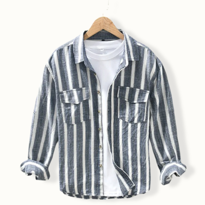 Algiers Striped Linen Long Sleeve Button Up