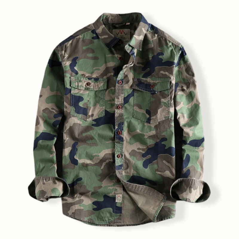 Luanda Washed Camouflage Cargo Button Up