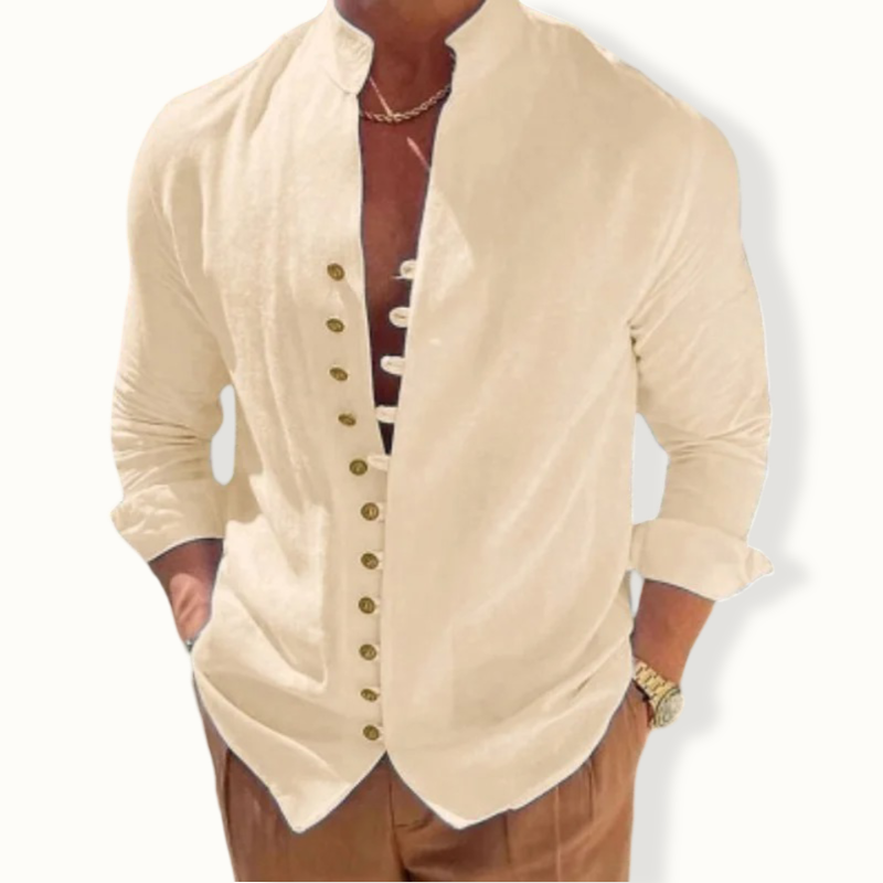 Conakry Lapel Button Solid Color Shirt