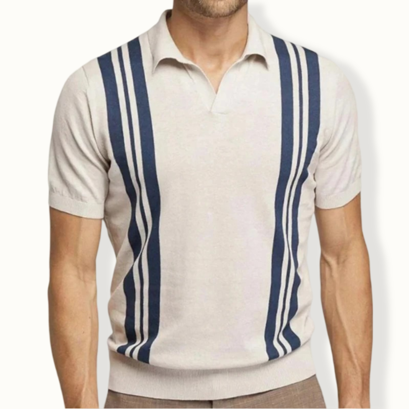 Funafuti Striped Polo with Turn-down Collar