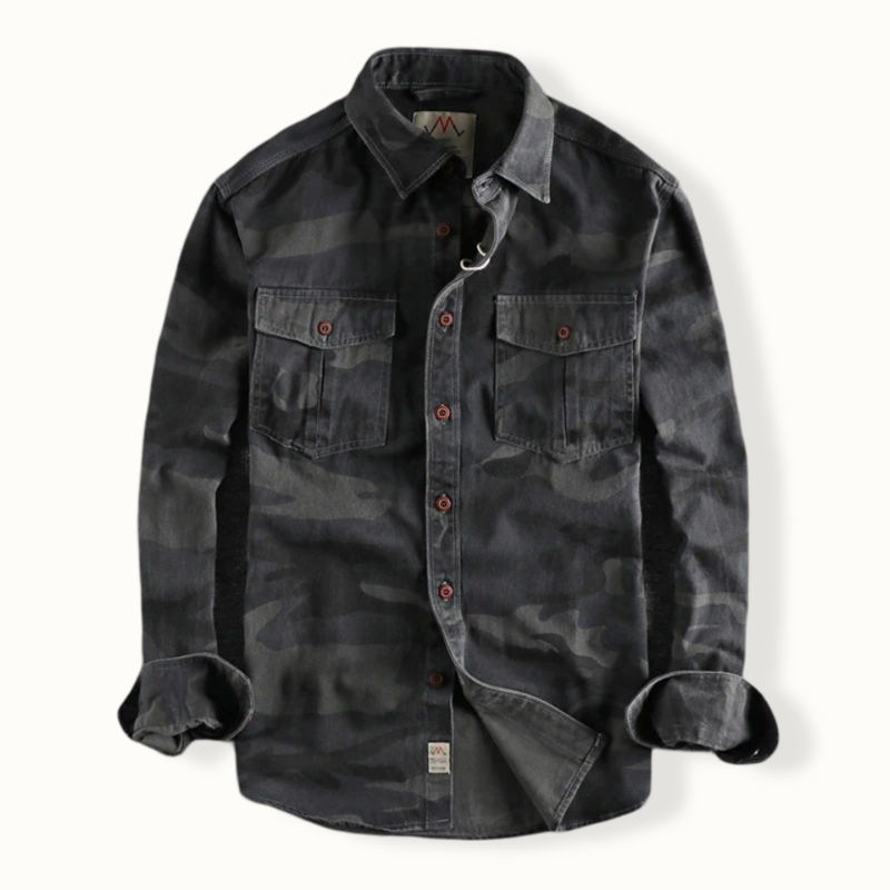 Luanda Washed Camouflage Cargo Button Up