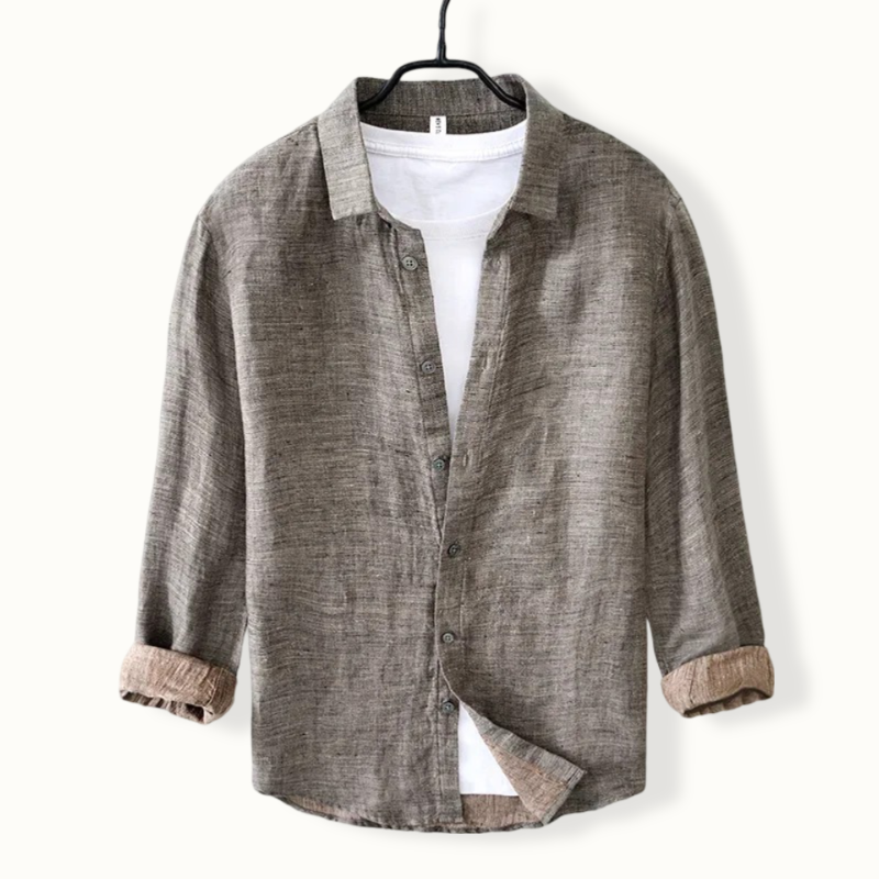 Caginec Linen Turn Down Button Up