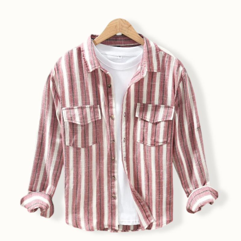 Algiers Striped Linen Long Sleeve Button Up