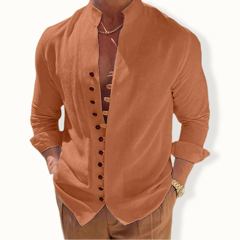 Conakry Lapel Button Solid Color Shirt