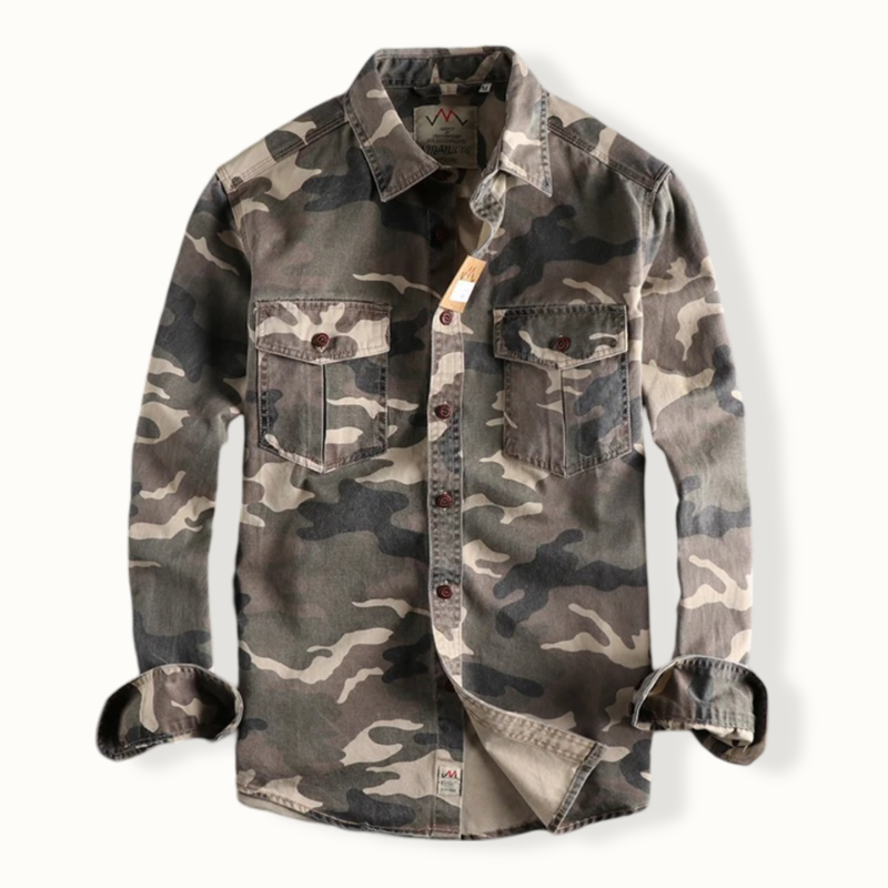 Luanda Washed Camouflage Cargo Button Up
