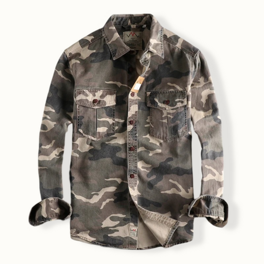 Luanda Washed Camouflage Cargo Button Up