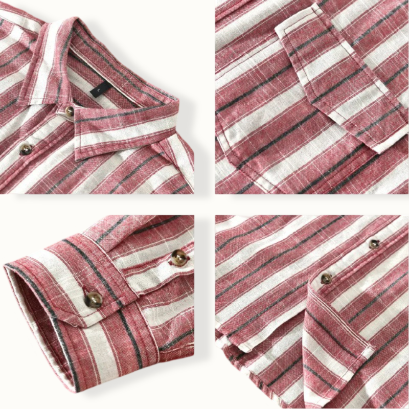 Algiers Striped Linen Long Sleeve Button Up