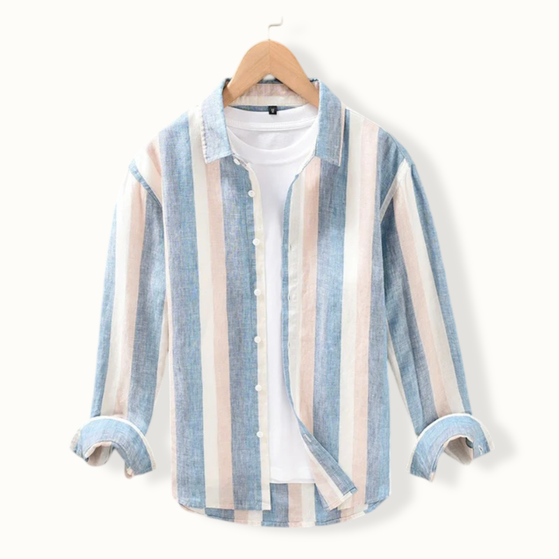 Paramaribo Long Sleeve Striped Linen Button Up