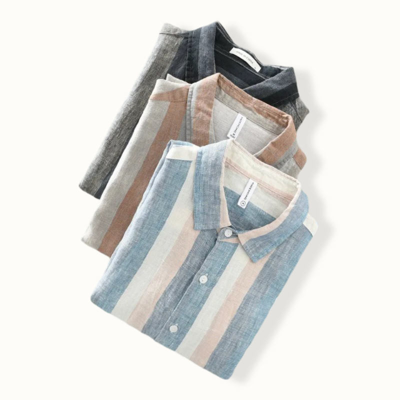 Oslo Long Sleeve Striped Linen Button Up
