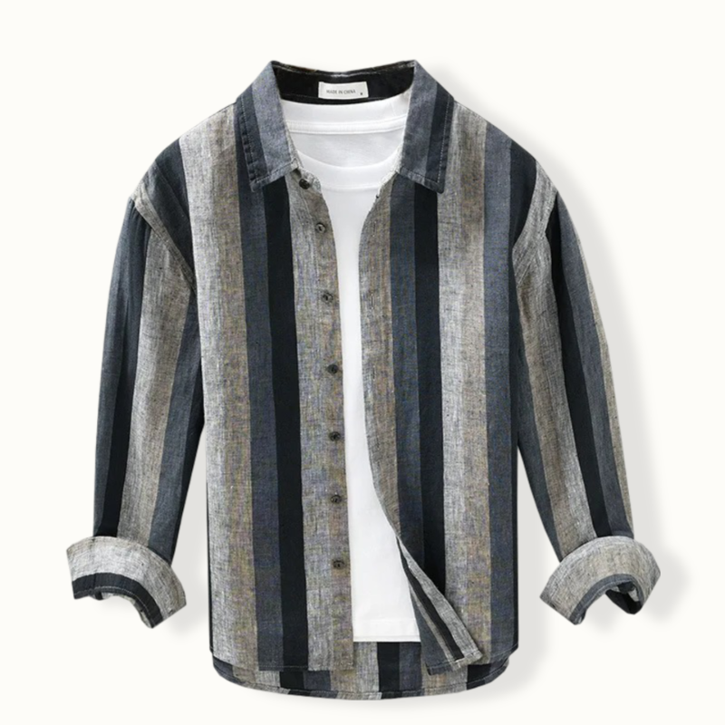 Oslo Long Sleeve Striped Linen Button Up