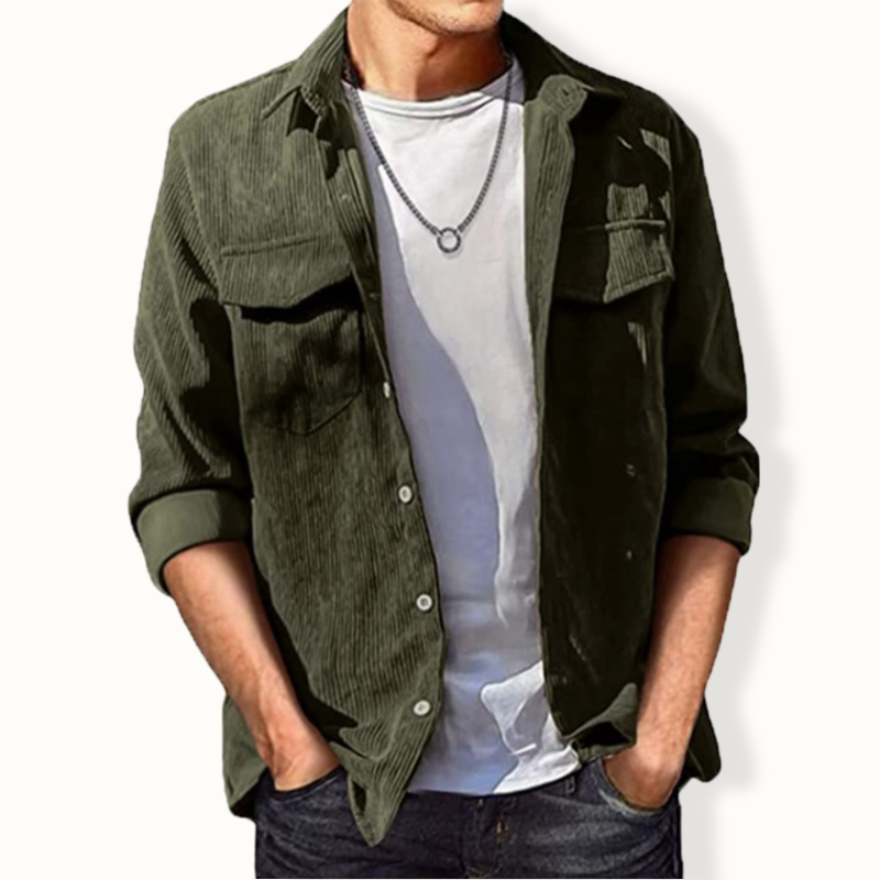 Veridiania Corduroy Buttoned Shirt With Pocket