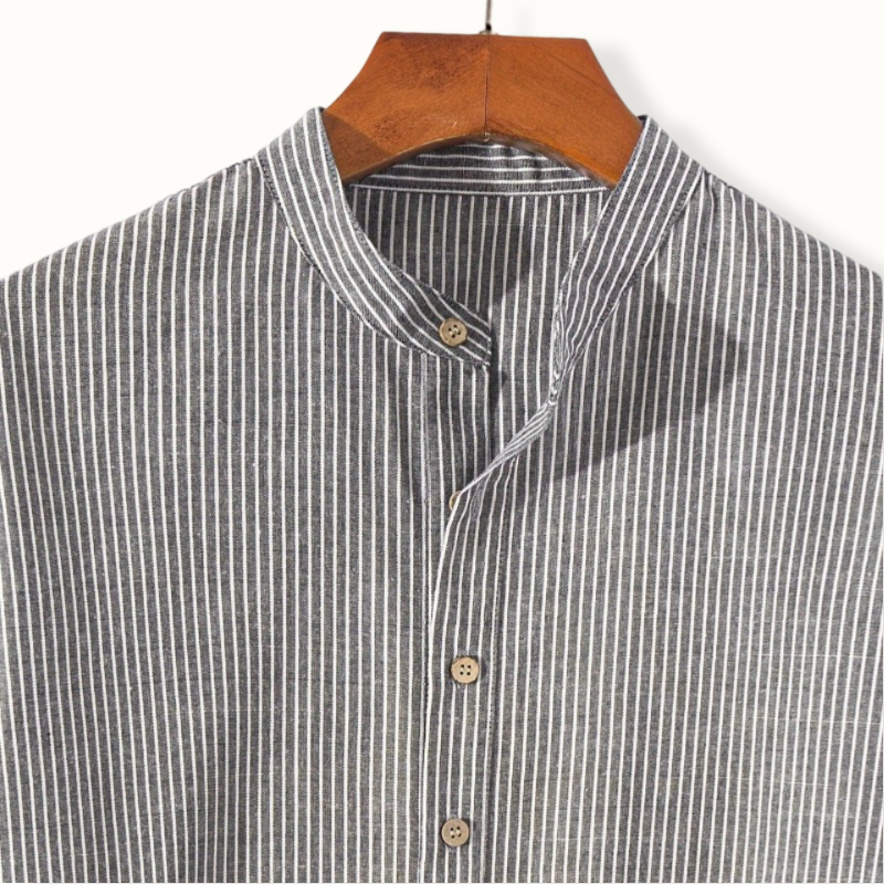 Celestria Band Collar Long Sleeve Shirt