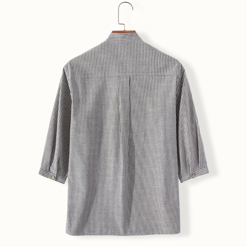 Celestria Band Collar Long Sleeve Shirt