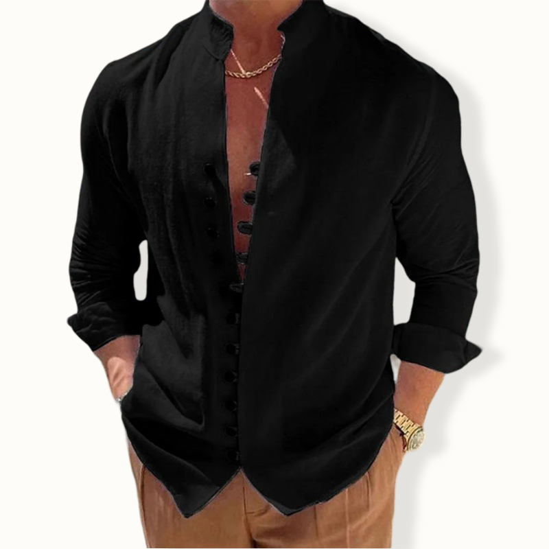 Conakry Lapel Button Solid Color Shirt