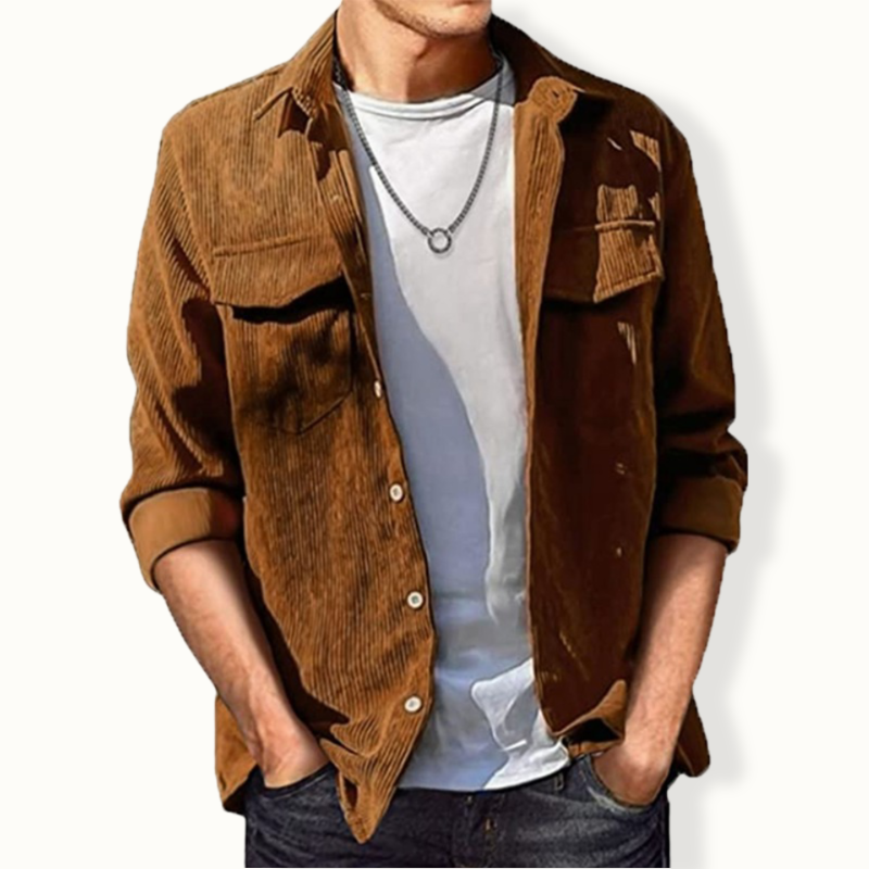 Veridiania Corduroy Buttoned Shirt With Pocket
