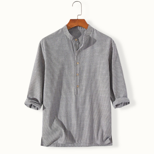 Celestria Band Collar Long Sleeve Shirt