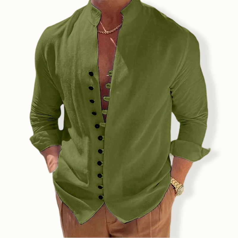 Conakry Lapel Button Solid Color Shirt
