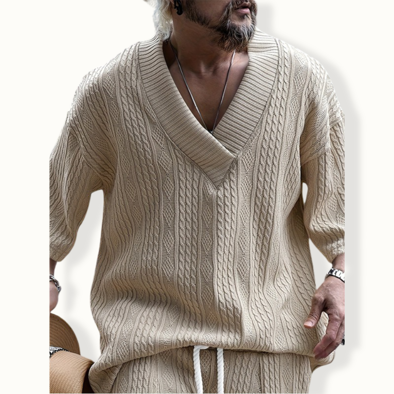 Luanda Jacquard V Neck Sweater