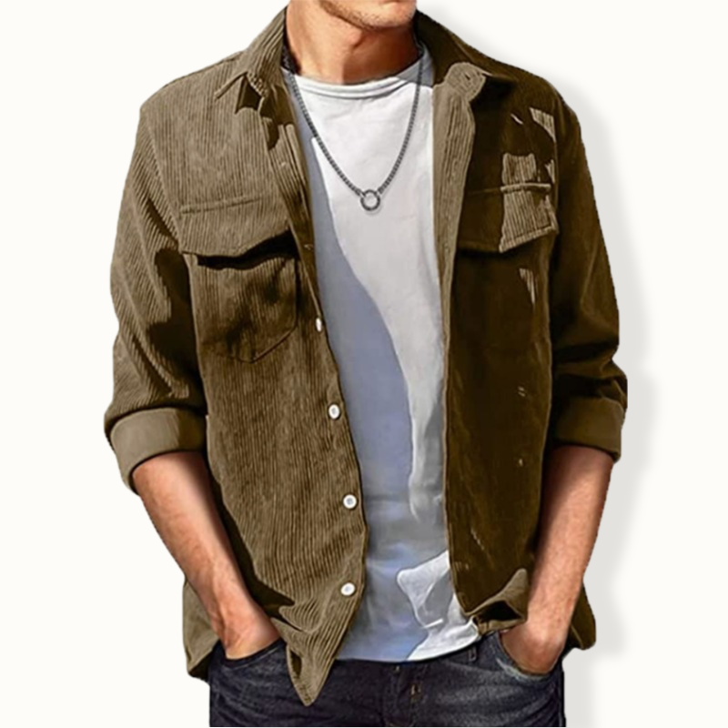 Veridiania Corduroy Buttoned Shirt With Pocket