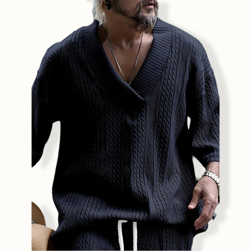 Luanda Jacquard V Neck Sweater