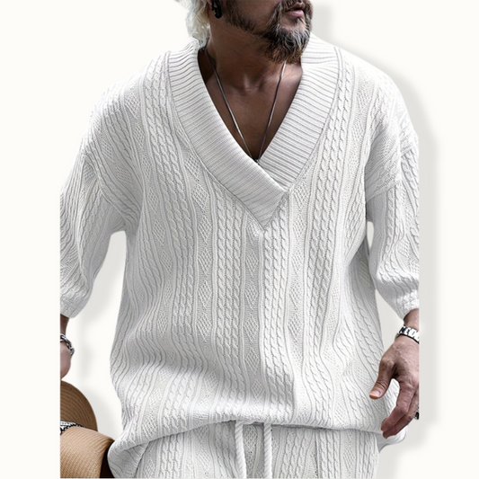 Luanda Jacquard V Neck Sweater
